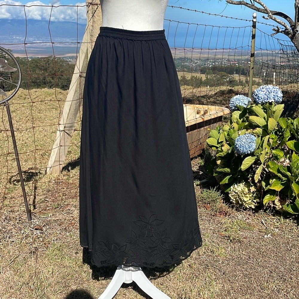 VTG Y2k Jane Ashley Black CottageCore Battenberg embroidered Skirt Set  XL - Picture 7 of 9